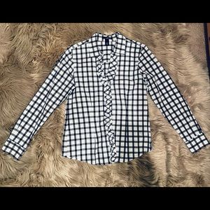 Collared shirt, black & white, size M